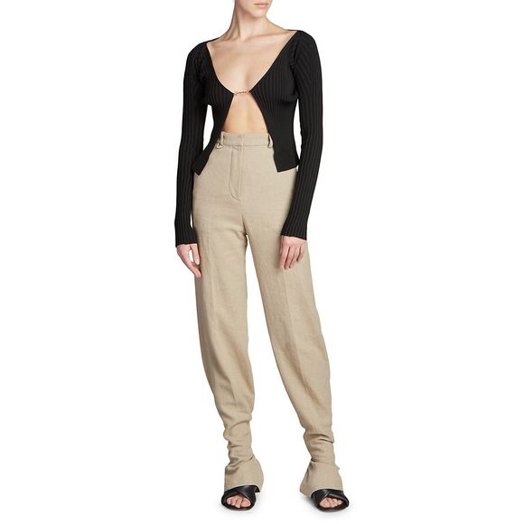 Jacquemus Ribbed Logo-Embellished Cardigan US 4 $420 - Picture 1 of 6
